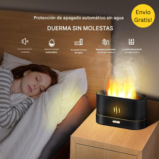 Difusor Humidificador Efecto Llama para Aromaterapia Y Salud Respiratoria