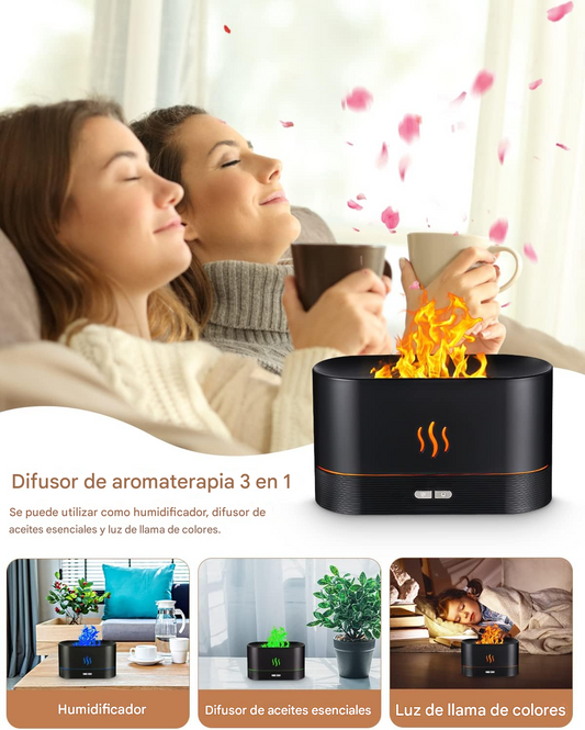 Difusor Humidificador Efecto Llama para Aromaterapia Y Salud Respiratoria